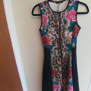 Quet Love Cheetah/Floral Print Scuba Dress